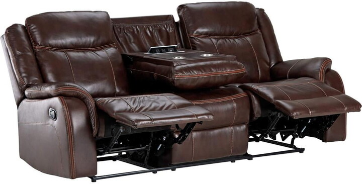 Sunset Trading Avant 86" Faux Leather Dual Reclining Sofa in Brown