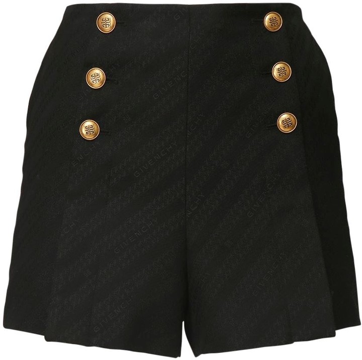 high waisted double button shorts