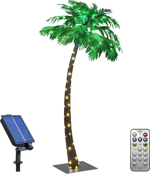 LIGHTSHARESolarLightedPalmTreeLEDOutdoorLightStakesGreen