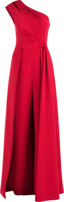 Kay Unger New York One-Shoulder Drape Skirt Jumpsuit