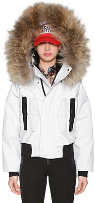 DSQUARED2 Hooded Nylon Ski Down Jacket W/ Fur Trim