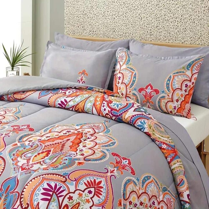 Wellco Floral Boho Twin 2 Piece Comforter Set, Cotton and Microfiber Filling, Luxury Soft Breathable Bed Set for All Seasons