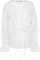 Thumbnail for your product : IRO Myth Ruffled Lace-trimmed Cotton And Silk-blend Blouse