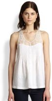Thumbnail for your product : Twelfth St. By Cynthia Vincent by Cynthia Vincent Cotton & Silk Embroidered Mesh-Yoke Tank