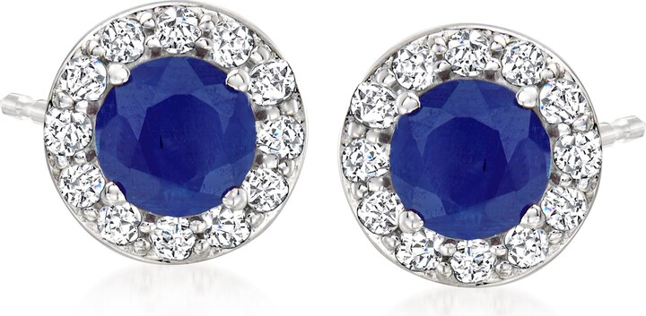 Ross-Simons Sapphire and . Diamond Stud Earrings in 14kt White Gold
