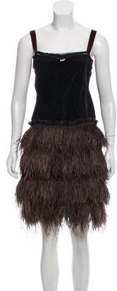 Lanvin Sleeveless Feather Mini Dress