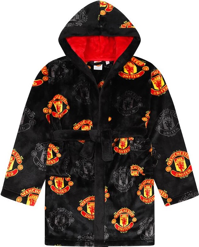 Manchester United F.C. Mens Official Dressing Gown Fleece Hooded Man