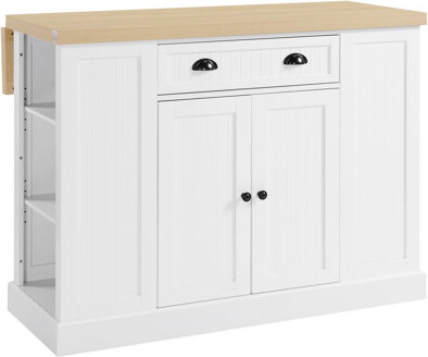 47" Fluted-Style Wooden Kitchen Island(No Include Stool)