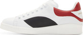 Thumbnail for your product : Alexander McQueen White & Red Leather Colorblock Sneakers