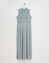 Thumbnail for your product : TFNC Plus bridesmaid lace back maxi dress in sage