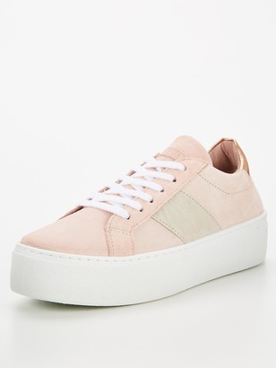 pink flatform trainers