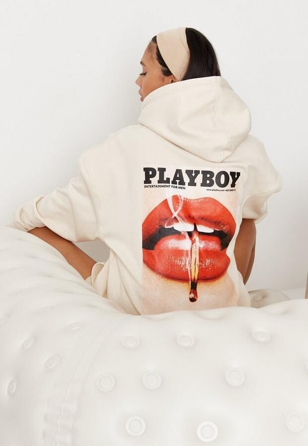 Missguided Playboy X Sand Magazine Graphic Oversized Hoodie Dress