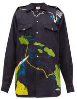 Thumbnail for your product : Kilometre Paris - Tropical Tour In The Usa Khadi-denim Shirt - Womens - Dark Blue