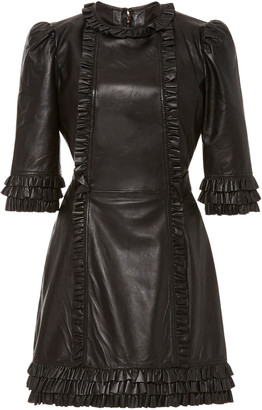 Current/Elliott x The Vampire's Wife Kate Ruffled Leather Mini Dress