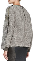 Thumbnail for your product : O'2nd Fox & Rabbit Fur Knit Sweatshirt