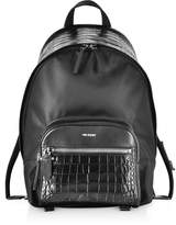 Thumbnail for your product : Neil Barrett Black Embossed Croco Leather and Nylon Classic Backpack