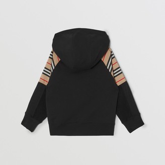 Burberry Childrens Icon Stripe Panel Cotton Hooded Top