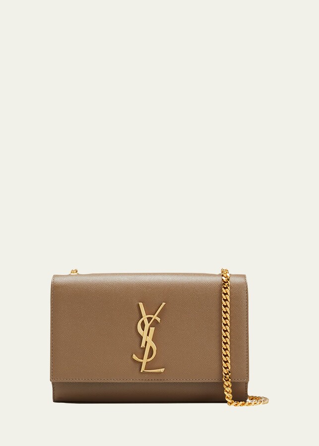 Saint Laurent Kate Small Chain Bag With Tassel In Shiny Grained