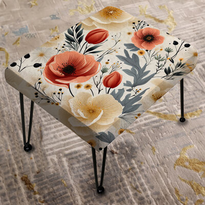 Design Art Contemporary Floral Fusion Medley Collage - Floral Rectangle Ottoman