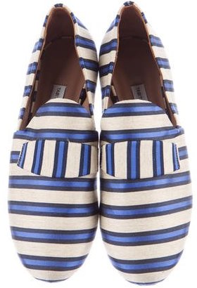 Tabitha Simmons Striped Satin Loafers