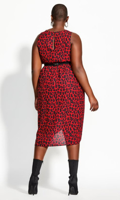 City Chic Red Leopard Dress - red