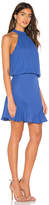 Thumbnail for your product : Krisa Asymmetrical Flare Mini Halter Dress