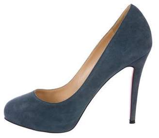 Christian Louboutin Suede Round-Toe Pumps
