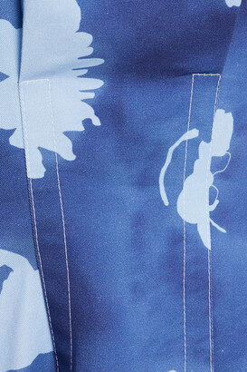 Marni Pleated printed cotton and linen-blend gabardine midi dress