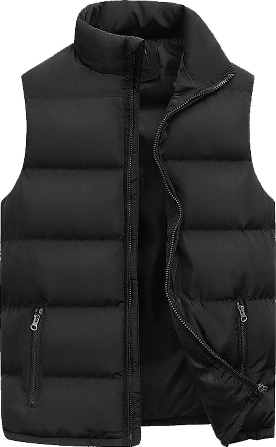 VESNIBA Men's Gilet Big and Tall Down Long Coat Mens Mens Fleece Lined