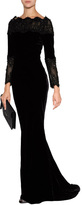 Thumbnail for your product : Marchesa Velvet Sequined Fishtail Gown in Black