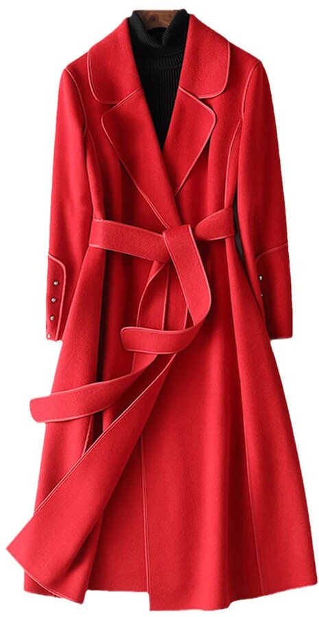 Lapel Cardigan Wool Coat, Womens Red Trench Coat Uk