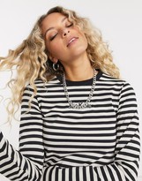 Thumbnail for your product : Kickers long sleeve shrunken t-shirt with front logo in stripe