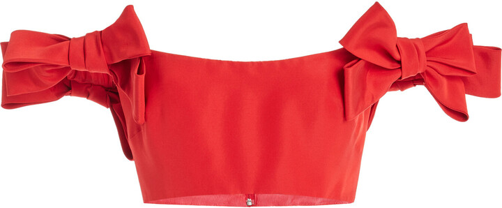 Monique Lhuillier Detailed Silk Faille Cropped TopLhuillier