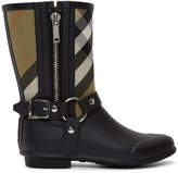 Thumbnail for your product : Burberry Black and Beige Check Biker Rain Boots