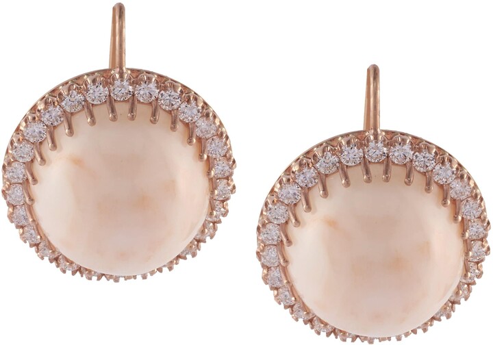 D315 Kawaii Medium Pastel Coral Acrylic Drop Earrings 3.3 Cm Gold Plt Hooks