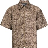 Thumbnail for your product : Dom Rebel Jacquard Logo-Print Zip-Up Shirt