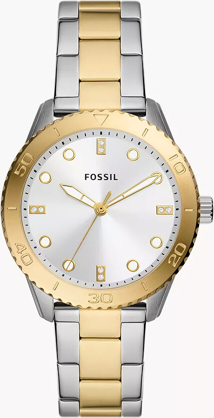 Fossil Outlet Dayle Three-Hand Two-Tone Stainless Steel Watch - ShopStyle