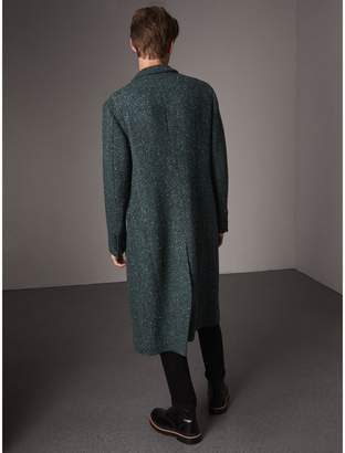Burberry Donegal Herringbone Wool Double-breasted Coat , Size: 52, Blue