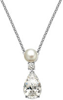 Thumbnail for your product : Arabella Bridal Cultured Freshwater Pearl (7mm) and Swarovski Zirconia (7-9/10 ct. t.w.) Pendant Necklace in Sterling Silver