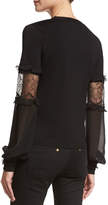 Thumbnail for your product : Roberto Cavalli Lace-Inset V-Neck Cardigan, Black