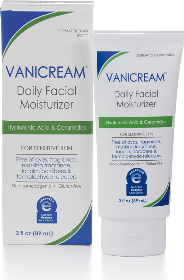 Vanicream Sensitive Skin Care Vanicream Daily Facial Moisturizer with Hyaluronic Acid and Ceramides for Sensitive Skin, 3 fl oz