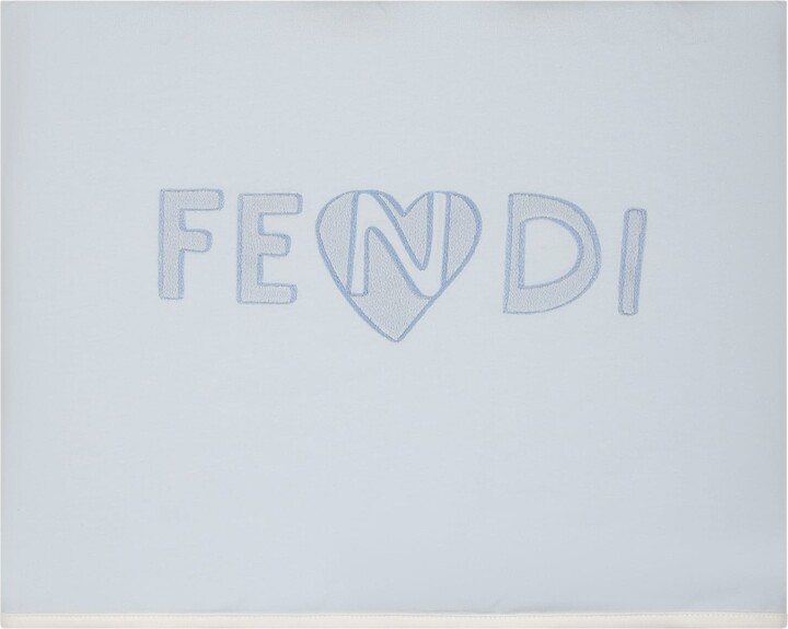 Fendi Light Blue Blanket For Baby Boy With Logo