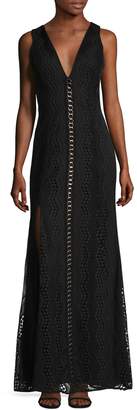 Badgley Mischka Women's Lace Embellished Inset Gown