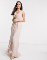 Thumbnail for your product : ASOS DESIGN Bridesmaid cowl front maxi dress with button-back detail in blush