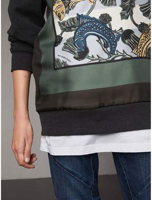 Burberry Unisex Beasts Print Silk Panel Cotton Sweatshirt