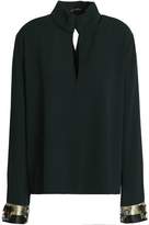 Thumbnail for your product : By Malene Birger Wrap-effect Embellished Crepe Blouse