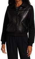 Thumbnail for your product : Majestic Filatures Metallic Zip-Front Leather Bomber Jacket