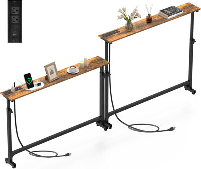 5.9"W *78.8"L Narrow Console Sofa Table Adjustable Height(23.6"-33.5"), Long Behind Couch Table