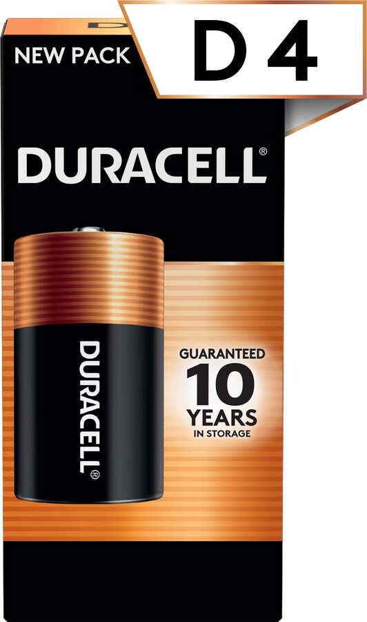 Duracell Coppertop D Alkaline Batteries 4/PK