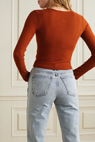 Thumbnail for your product : Leset Alex Cropped Ribbed-knit Top - Brick